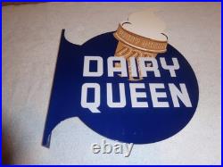 Vintage Dairy Queen Ice Cream Cone 20 X15 Metal 2 Sided Blizzard Flange Sign