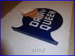 Vintage Dairy Queen Ice Cream Cone 20 X15 Metal 2 Sided Blizzard Flange Sign