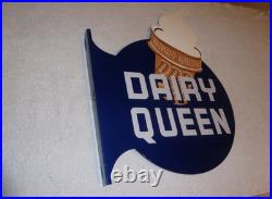 Vintage Dairy Queen Ice Cream Cone 20 X15 Metal 2 Sided Blizzard Flange Sign