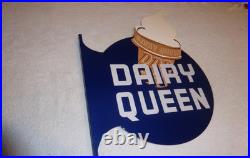 Vintage Dairy Queen Ice Cream Cone 20 X15 Metal 2 Sided Blizzard Flange Sign