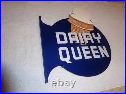 Vintage Dairy Queen Ice Cream Cone 20 X15 Metal 2 Sided Blizzard Flange Sign