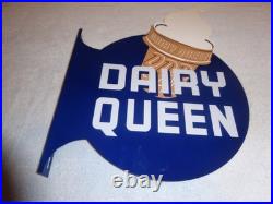 Vintage Dairy Queen Ice Cream Cone 20 X15 Metal 2 Sided Blizzard Flange Sign
