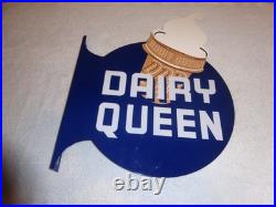 Vintage Dairy Queen Ice Cream Cone 20 X15 Metal 2 Sided Blizzard Flange Sign
