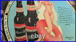 Vintage Dated 1955 Black Lager Beer Bar Restaurant Porcelain Metal Enamel Sign