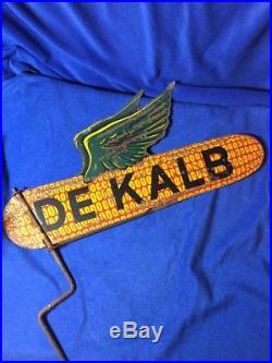 Vintage DeKalb Seed Corn Weathervane Flying Ear 2 Sided 18 Metal Sign WithMount