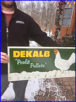 Vintage Dekalb Feeds Seed Egg Farm Metal Sign Chicken Egg Graphic 28X13