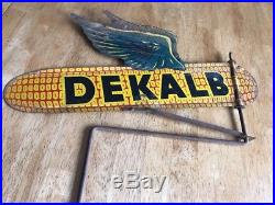 Vintage Dekalb WeatherVane Seed Corn Two Sided Flying Ear Farm 18 Metal Sign