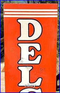 Vintage Delco Tire Battery Vertical Metal Sign Gasoline Gas Oil 71X19in