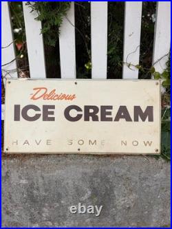 Vintage Delicious Ice Cream Sign Metal 25X12