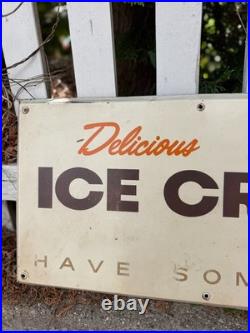 Vintage Delicious Ice Cream Sign Metal 25X12