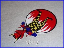 Vintage Devil Smiling + Yellow Suspenders 12 Metal Satan Evil Gasoline Oil Sign