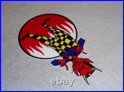 Vintage Devil Smiling + Yellow Suspenders 12 Metal Satan Evil Gasoline Oil Sign