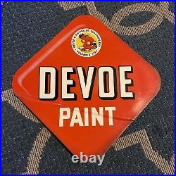 Vintage Devoe Paint Advertising Metal Sign Indian Graphic 11.5 Mancave
