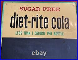 Vintage Diet Rite Cola Metal Sign Chalkboard Green Yellow Original