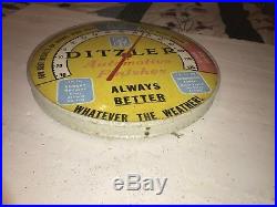 Vintage Ditzler Car Paint Gas Oil 12 Metal Thermometer Service Station Glass