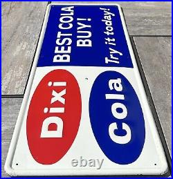 Vintage Dixi Cola Metal Sign Soda Advertising Stout Sign St Louis Red White Blue