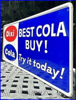 Vintage Dixi Cola Metal Sign Soda Advertising Stout Sign St Louis Red White Blue