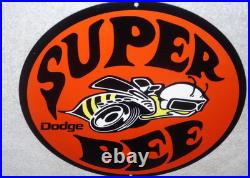 Vintage Dodge Super Bee Sports Car 11 3/4 Porcelain Metal Gasoline & Oil Sign