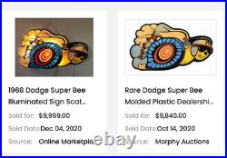 Vintage Dodge Super Bee Sports Car 11 3/4 Porcelain Metal Gasoline & Oil Sign