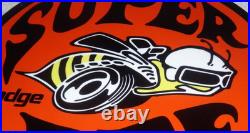 Vintage Dodge Super Bee Sports Car 11 3/4 Porcelain Metal Gasoline & Oil Sign