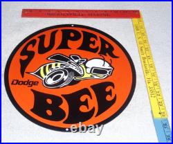 Vintage Dodge Super Bee Sports Car 11 3/4 Porcelain Metal Gasoline & Oil Sign