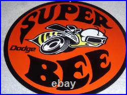 Vintage Dodge Super Bee Sports Car 11 3/4 Porcelain Metal Gasoline & Oil Sign