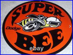 Vintage Dodge Super Bee Sports Car 11 3/4 Porcelain Metal Gasoline & Oil Sign
