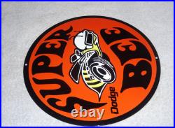 Vintage Dodge Super Bee Sports Car 11 3/4 Porcelain Metal Gasoline & Oil Sign
