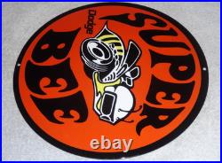 Vintage Dodge Super Bee Sports Car 11 3/4 Porcelain Metal Gasoline & Oil Sign