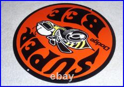 Vintage Dodge Super Bee Sports Car 11 3/4 Porcelain Metal Gasoline & Oil Sign