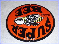 Vintage Dodge Super Bee Sports Car 11 3/4 Porcelain Metal Gasoline & Oil Sign