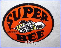 Vintage Dodge Super Bee Sports Car 11 3/4 Porcelain Metal Gasoline & Oil Sign