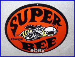 Vintage Dodge Super Bee Sports Car 11 3/4 Porcelain Metal Gasoline & Oil Sign