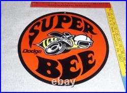 Vintage Dodge Super Bee Sports Car 11 3/4 Porcelain Metal Gasoline & Oil Sign
