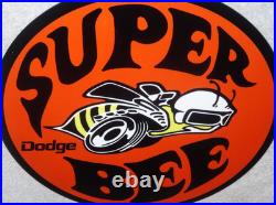Vintage Dodge Super Bee Sports Car 11 3/4 Porcelain Metal Gasoline & Oil Sign