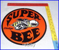 Vintage Dodge Super Bee Sports Car 11 3/4 Porcelain Metal Gasoline & Oil Sign