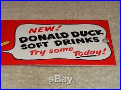Vintage Donald Duck Soft Drinks 8 Porcelain Metal Soda Pop Gas Walt Disney Sign