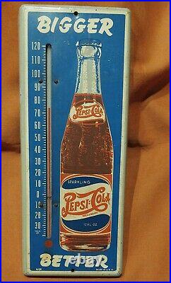 Vintage Double Dot Pepsi-Cola Metal Thermometer