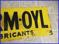 Vintage Double Sided FARM OYL Lubricants Metal Tacker Sign Advertising Gas Oil