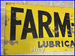 Vintage Double Sided FARM OYL Lubricants Metal Tacker Sign Advertising Gas Oil Vintage Double Sided FARM OYL Lubricants Metal Tacker Sign Advertising Gas Oil