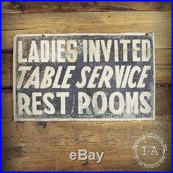 Vintage Double Sided Ladies Invited G R Muller Saloon Metal Sign