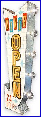 Vintage Double-Sided Marquee Sign with LED Bulbs Retro Inspired Decor 25