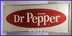 Vintage Dr Pepper Embossed Metal Sign 39 X 17.25 Stout-Lite By Stout Sign Co
