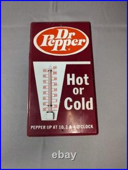 Vintage Dr Pepper Hot or Cold Metal Thermometer Sign Soda Advertising 1950s
