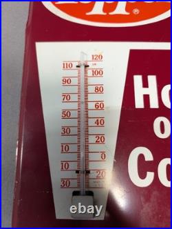 Vintage Dr Pepper Hot or Cold Metal Thermometer Sign Soda Advertising 1950s