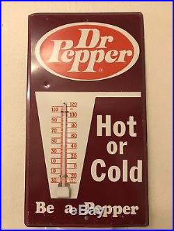 Vintage Dr Pepper Metal Sign Thermometer Circa 1960s