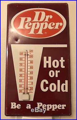 Vintage Dr Pepper Metal Sign Thermometer Circa 1960s