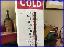 Vintage Dr Pepper Metal Thermometer Works! W Chevron Soda Cola Fountain Sign