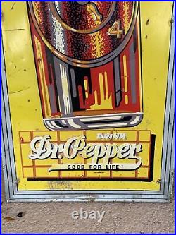 Vintage Dr Pepper Vertical Metal Self Framed Embossed Sign Robertson USA