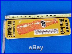 Vintage Drink Bireleys Orange Soda Pop Metal Thermometer Sign 1950's Nice L@@k